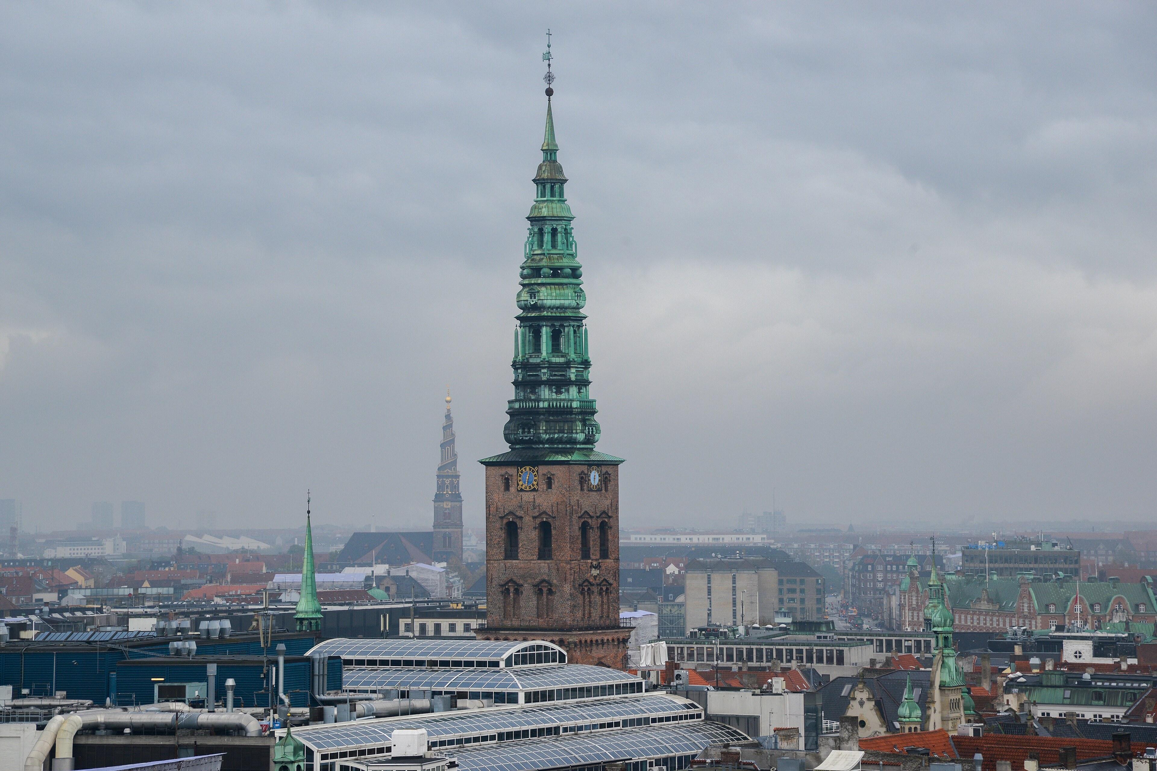 The towers and roofs of Copenhagen seen from the Rundetaarn viewing platform