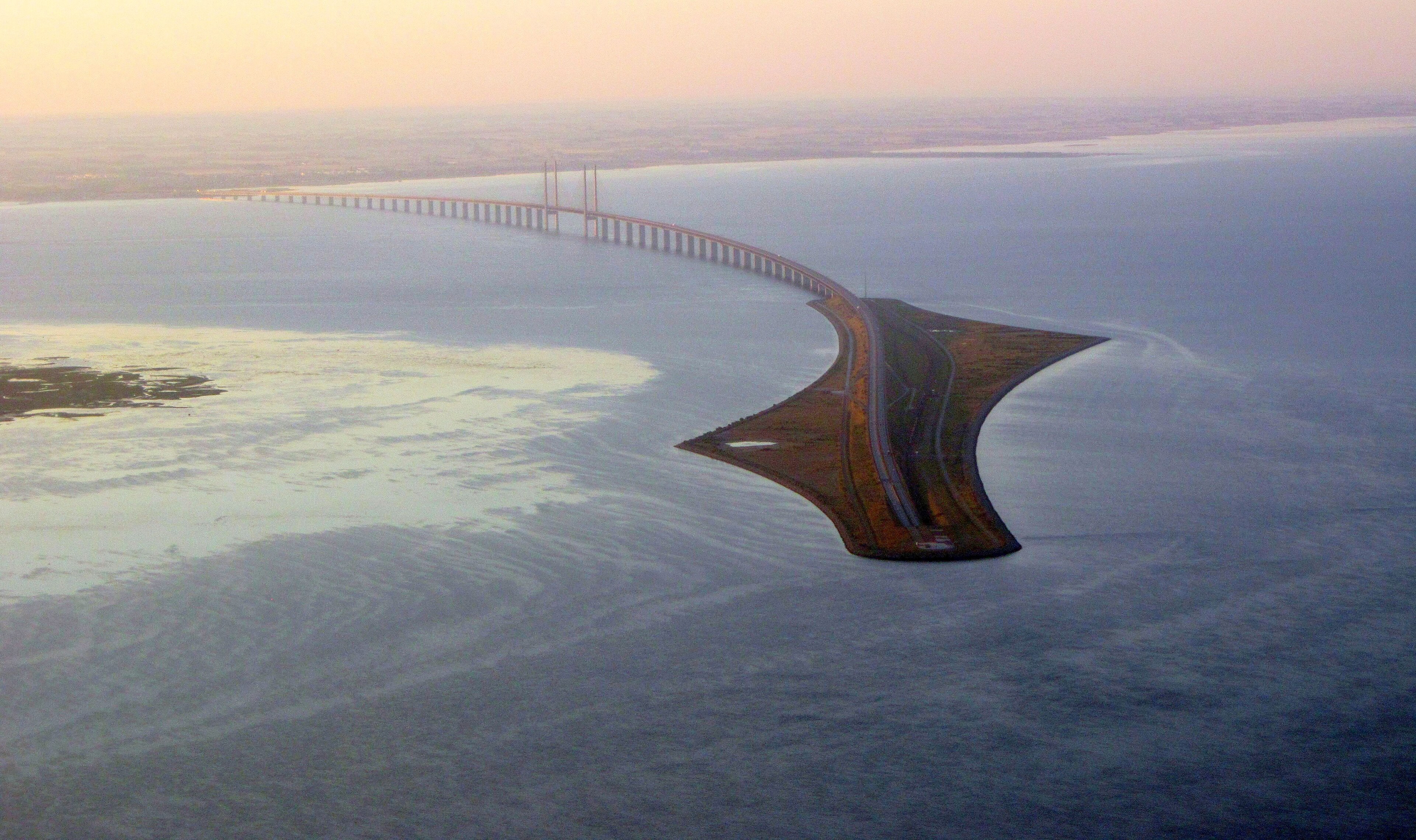 Peberholm, the artificial island between the tunnel and the bridge, without public access